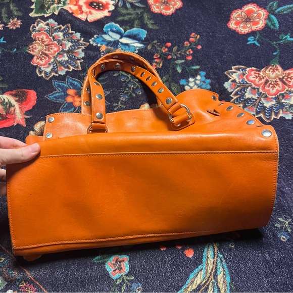 Hammitt Vibrant Orange large Leather Tote with Studs - Picture 8 of 11